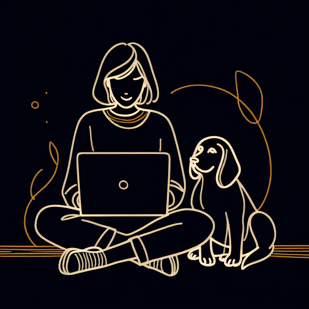 Illustration of a developer coding with a beagle, representing Social Animal